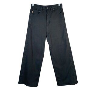 DAI High Waist Wide Leg Ankle Crop Jeans Women's 28 Black Denim Stretch